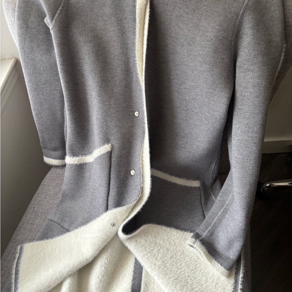 Gray and White Cardigan